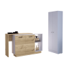 Miami 2 Piece Kitchen Set, Kitchen Island + Pantry Cabinet , White /Light Oak