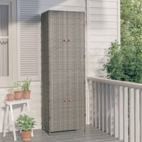 Garden Storage Cabinet Gray 23.2"x15.7"x70.9" Poly Rattan