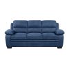 Comfortable Plush Seating Sofa 1pc Modern Blue Textured Fabric Channel Tufting Solid Wood Frame Living Room Furniture