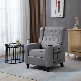 Arm Pushing Recliner Chair, Modern Button Tufted Wingback Push Back Recliner Chair, Living Room Chair Fabric Pushback Manual Single Reclining Sofa Hom