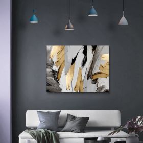 Framed Canvas Wall Art Decor Abstract Style Painting, Gold and Silver Color Painting Decoration For Office Living Room, Bedroom Decor-Ready To Hang- T