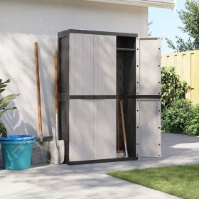 Outdoor Storage Cabinet Gray and Black 38.2"x14.6"x65" PP