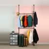 Telescopic Garment Rack, Heavy Duty Design Movable DIY By Hand No Damage to Wall Ceiling Hanging Rail, 31-47in Wide Adjustable, 120 Kilogram Loading,