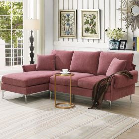 [VIDEO provided][New]84 "Modern Chenille L-Shaped Sofa with Reversible Lounge,Convertible Sectional Couch Set,4 Seat Indoor Furniture with Reversible