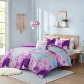 Watercolor Tie Dye Printed Comforter Set with Throw Pillow