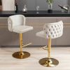 A&A Furniture,Swivel Barstools Adjusatble Seat Height, Modern PU Upholstered Bar Stools with the whole Back Tufted, for Home Pub and Kitchen Island(Be