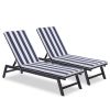 Outdoor Chaise Lounge Chair Set With Cushions, Five-Position Adjustable Aluminum Recliner,All Weather For Patio,Beach,Yard, Pool