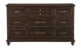 Solid Transitional Style Bedroom 1pc Dresser of 9 Drawers Driftwood Charcoal Finish Wooden Furniture Traditional Framing