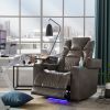 Power Motion Recliner with USB Charging Port and Hidden Arm Storage, Home Theater Seating with 2 Convenient Cup Holders Design and 360¬∞ Swivel Tray T