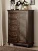 Solid Transitional Style Bedroom 1pc Wardrobe Chest of Drawers Adjustable Shelves Driftwood Charcoal Finish Wooden Furniture Traditional Framing