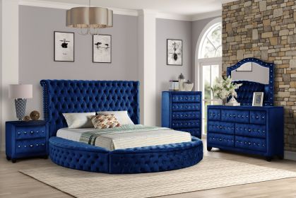 Hazel Queen 4 Pc Bedroom Set Made With Wood In Blue Color