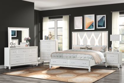 Crystal king 5 Pc Storage Wood Bedroom Set finished in White