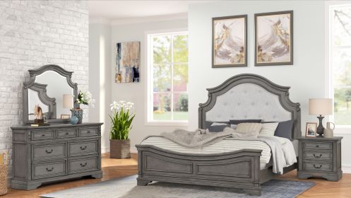 Grace King 4 Pc Bedroom set in Gray