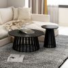 Round Coffee Table Set of 2, Grille Molding, Suitable for Bedroom, Living Room, Balcony