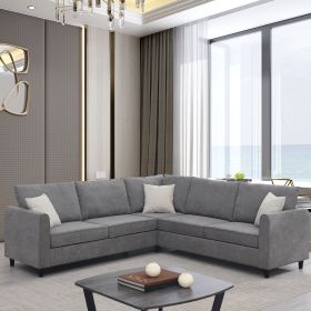 [VIDEO provided] [New] 91*91" Modern Upholstered Living Room Sectional Sofa, L Shape Furniture Couch with 3 Pillows