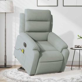 Electric Stand up Massage Recliner Chair Light Gray Velvet