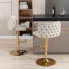 A&A Furniture,Swivel Barstools Adjusatble Seat Height, Modern PU Upholstered Bar Stools with the whole Back Tufted, for Home Pub and Kitchen Island(Be