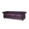 Luxurious 3-Seater Purple Velvet Sofa, Classic Design with Modern Elegance, Perfect for Sophisticated and Stylish Living Rooms, Plush Comfort and Dura