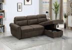 Ashton 96" Saddle Brown Microfiber Reversible Sleeper Sectional Sofa Chaise