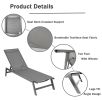 Outdoor Chaise Lounge Chair Set With Cushions, Five-Position Adjustable Aluminum Recliner,All Weather For Patio,Beach,Yard, Pool