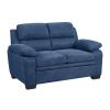 Comfortable Plush Seating Loveseat 1pc Modern Blue Textured Fabric Channel Tufting Solid Wood Frame Living Room Furniture