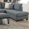 Beautiful 3-pcs Sectional Sofa Steel Dorris Fabric Cushion Sofa Chaise Ottoman Reversible Couch Pillows Living Room Furniture