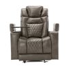 Power Motion Recliner with USB Charging Port and Hidden Arm Storage, Home Theater Seating with 2 Convenient Cup Holders Design and 360¬∞ Swivel Tray T