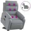 Electric Stand up Massage Recliner Chair Light Gray Fabric