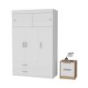 Elirya 2-Piece Bedroom Set, Armoire + Nightstand, White and Light Oak