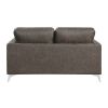 Elegant Modern Style 2pc Sofa Set Brownish Gray Polished Microfiber Upholstery Sofa Loveseat Set Solid Wood Living Room Furniture Silver Finish Metal