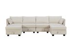 U_Style Modern Large U-Shape Modular Sectional Sofa, Convertible Sofa Bed with Reversible Chaise for Living Room, Storage Seat