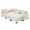 [VIDEO provided] [New] 133*65" Corduroy Modular Sectional Sofa,U Shaped Couch with Armrest Bags,6 Seat Freely Combinable Sofa Bed,Comfortable and Spac