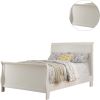 Modern 1pc Queen Size Bed Bedroom Furniture Sleigh Design Headboard Footboard Plywood 1pc Bedframe White Color