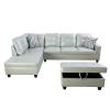 Silver Green Semi PU Synthetic Leather 3-Piece Couch Living Room Sofa Set