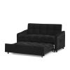 Loveseats Sofa Bed with Pull-out Bed,Adjsutable Back and Two Arm Pocket,TypeC and USB Charging with Copper nail,Black (47"x53"x31")