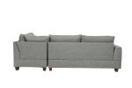 Beautiful 3-pcs Sectional Sofa Steel Dorris Fabric Cushion Sofa Chaise Ottoman Reversible Couch Pillows Living Room Furniture