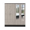 Bolton 160 Armoire, Six Shelves, Two Double Door Cabinets, Two Mirrors, Two Drawers, Rod Black / Light Gray