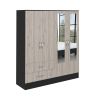 Bolton 160 Armoire, Six Shelves, Two Double Door Cabinets, Two Mirrors, Two Drawers, Rod Black / Light Gray