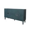 Stylish and Functional 4-Door Storage Cabinet with Pine Legs and MDF, for Living Room Bedroom,and Kitchen, Olive Green, Forest Green, Blue