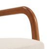 High Back Solid Wood Armrest Backrest Iron Frame Linen Indoor Leisure Chair Off-White