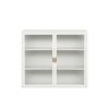 27.56"Glass Doors Modern Two-door Wall Cabinet with Featuring Three-tier Storage for Entryway Living Room Bathroom Dining Room,White