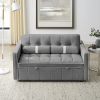 Modern 55.5" Pull Out Sleep Sofa Bed 2 Seater Loveseats Sofa Couch with side pockets, Adjsutable Backrest and Lumbar Pillows for Apartment Office Livi