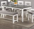 Dining Room Furniture White 6pc Dining Set Table 4 Side Chairs and A Bench Rubberwood MDF