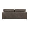 Elegant Modern Style 2pc Sofa Set Brownish Gray Polished Microfiber Upholstery Sofa Loveseat Set Solid Wood Living Room Furniture Silver Finish Metal