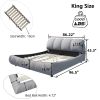 King Size Luxury Upholstered Platform Bed with Oversized Padded Backrest and Solid Wood Frame,suitable for Multiple heights of mattresses,Grey(Old Sku