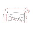 31.29"Modern Retro Splicing Round Coffee Table , Fir Wood Table Top with Cross Legs Metal Base(Same SKU:W757123560)