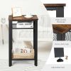 3-Tier Industrial End Table with Metal Mesh Storage Shelves