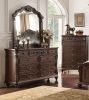 Traditional Formal Antique Cherry / Antique Walnut Unique Design Dresser w Mirror Drawers Storage Bedroom Furniture