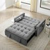 Modern 55.5" Pull Out Sleep Sofa Bed 2 Seater Loveseats Sofa Couch with side pockets, Adjsutable Backrest and Lumbar Pillows for Apartment Office Livi