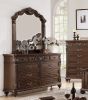 Traditional Formal Antique Cherry / Antique Walnut Unique Design Dresser w Mirror Drawers Storage Bedroom Furniture